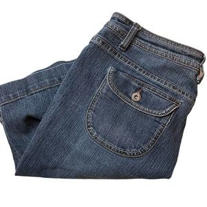 YUVA Jean Shorts Bermuda Womens Plus 16 Blue Denim Stretch Button Back Pockets